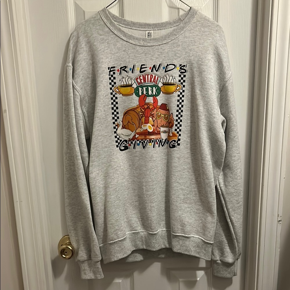 Jerzees Gray Friends Graphic Sweatshirt